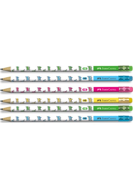 Crown Silgili Yuvarlak Kurşun Kalem 6'lı