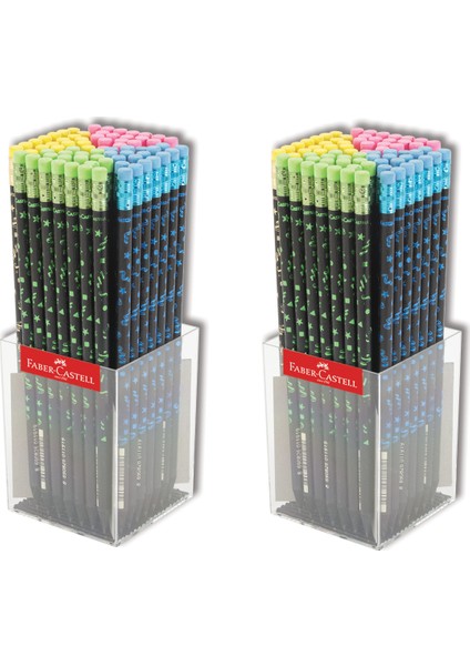 Party Silgili Yuvarlak Kurşun Kalem Siyah Ahşap 144'LÜ