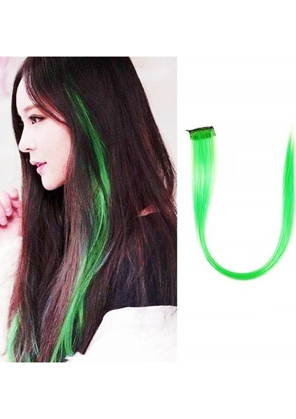 Sentetik Çıtçıtlı Ara Saç 50CM Uzunluk Fosfor Yeşili