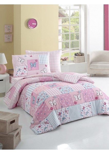Genç Ranforce Nevresim Takımı (Buterfly Pink)