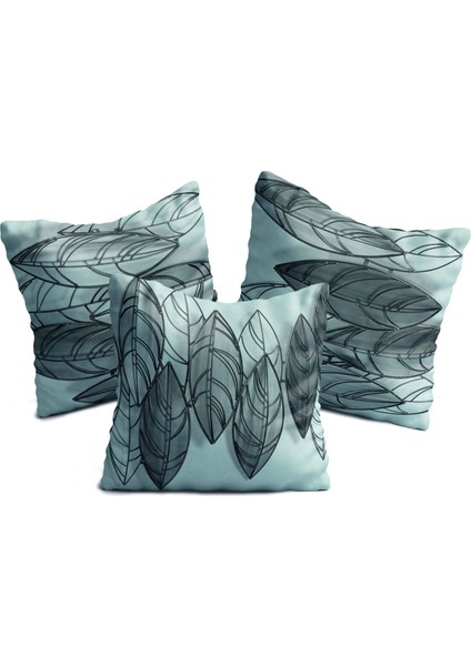 Karakalem Yaprak Çizimli Üçlü Yastık Kılıfı Seti fiyatları