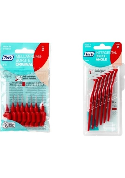 Arayüz Fırçası 8'li ve Tepe Angle Arayüz Fırçası 6'lı Kırmızı 0,5 mm 2'si Bir Arada