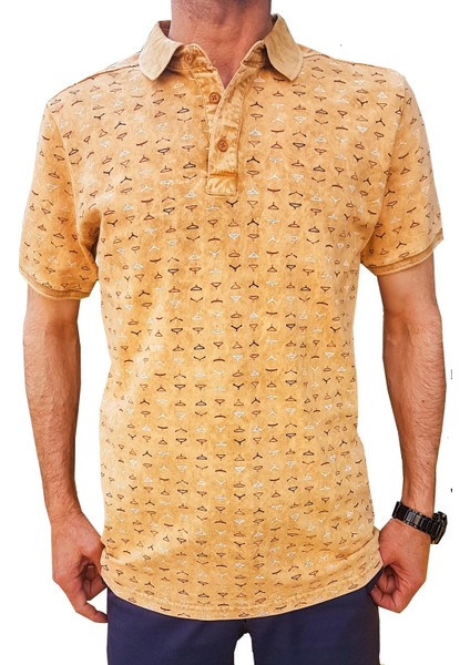 Erkek Yıkama Baskılı Pike Polo Yaka Penye 4224