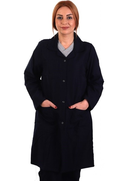 Eser - Bayan Alpaka Önlük - Çıtçıtlı - Lacivert 5xl
