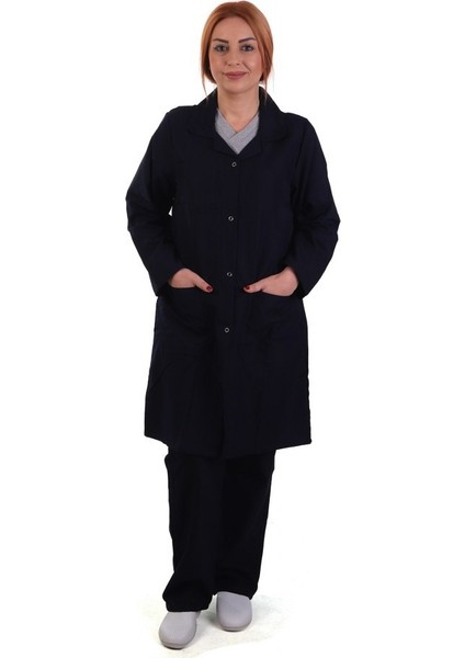 Eser - Bayan Alpaka Önlük - Çıtçıtlı - Lacivert 5xl