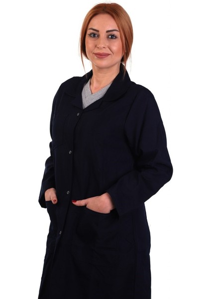 Eser - Bayan Alpaka Önlük - Çıtçıtlı - Lacivert 5xl