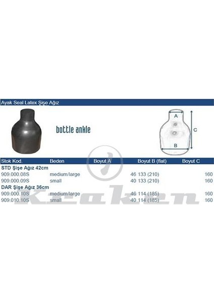Kuru Elbise Ayak Seal Latex Dar Şişe Ağız M-L
