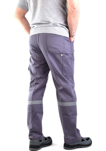 Eser - 7-7 Gabardin Kom.cepli Iş Pantolonu Reflektörlü - Kışlık - Gri L