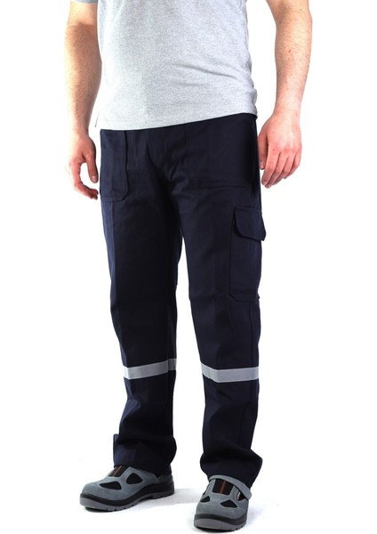 Eser - 7-7 Gabardin Kom.cepli Iş Pantolonu Reflektörlü - Kışlık-Lacivert L