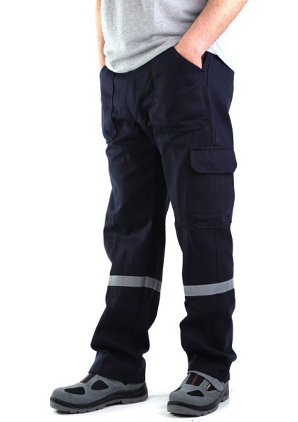 Eser - 7-7 Gabardin Kom.cepli Iş Pantolonu Reflektörlü - Kışlık-Lacivert L