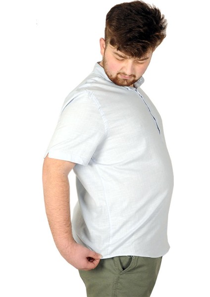 Buyuk Beden Erkek Kısa Kol Hakim Yaka 20387 Mavi fiyatları