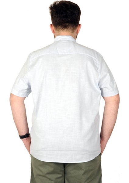 Buyuk Beden Erkek Kısa Kol Hakim Yaka 20387 Mavi fırsatları