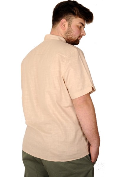 Buyuk Beden Erkek Kısa Kol Hakim Yaka 20387 Bej modelleri