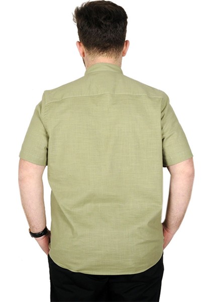 Buyuk Beden Erkek Kısa Kol Hakim Yaka 20387 Yeşil modelleri