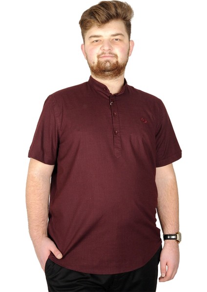 Buyuk Beden Erkek Kısa Kol Hakim Yaka 20387 Bordo