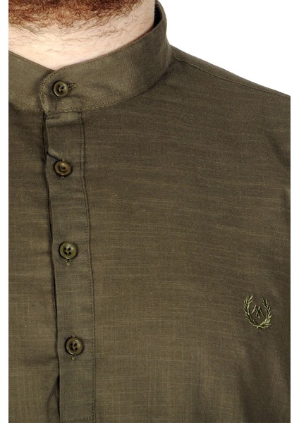 Büyük Beden Erkek Keten Likralı Ukol Hakim Yaka Gömlek 20388 Haki fırsatları