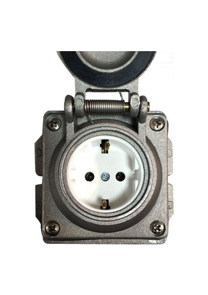 Alüminyum Döküm Sıva Üstü Kapaklı Topraklı Priz