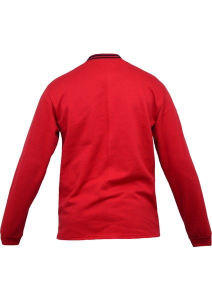 Uzun Kollu Sweat Polo Yaka Kırmızı