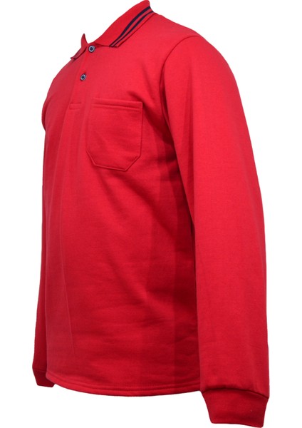Uzun Kollu Sweat Polo Yaka Kırmızı