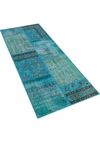 El Dokuma Yün'lü Türk Patchwork Halı Mtl Ölçü;80 x 200