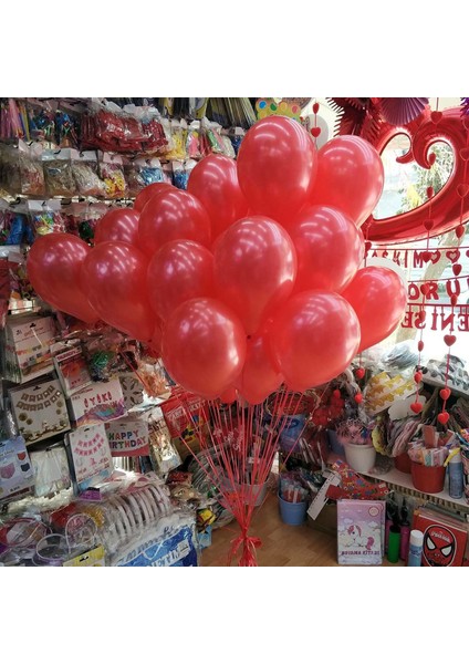 Kırmızı Metalik Balon 10 Adet
