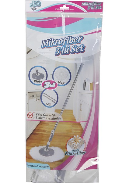 Mikrofiber 3 Parça Mop Paspas Seti