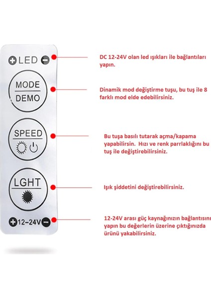 Şerit LED Dimmer Kontrol Devresi Modül 12V 24V