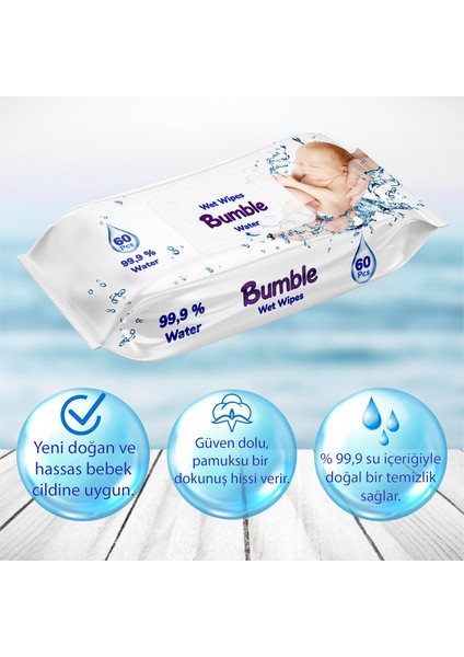WATER ISLAK MENDİL 60 YAPRAK 8'Lİ PAKET