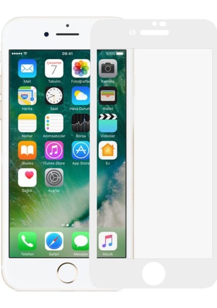 Apple Apple Apple iPhone 6 Tam Kaplayan Temperli Ekran Koruyucu Cam - Beyaz