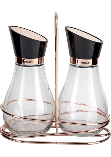 Alpha Rose Gold Standlı Yağlık Biberlik Seti Emsan Yağlık Sirkelik