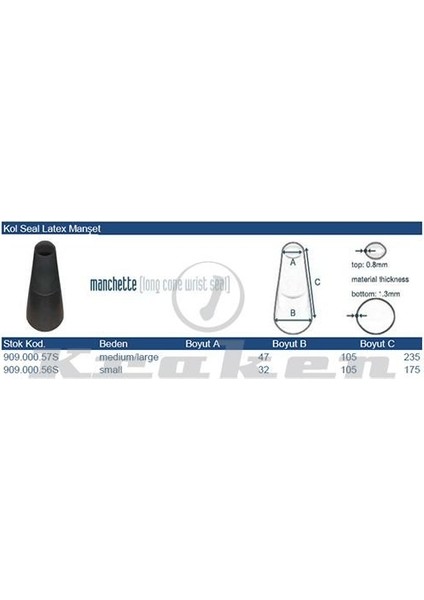 Kuru Elbise Kol Seal Latex Manşet S