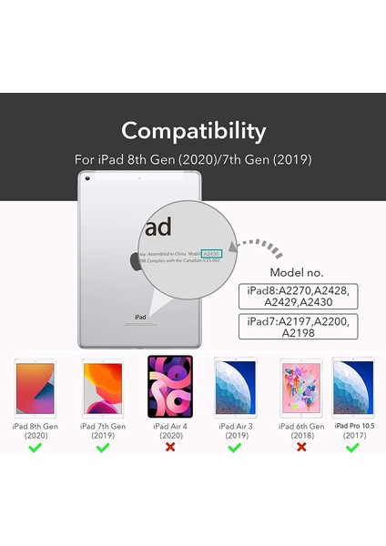 Fujimax Apple iPad 7. Nesil 10.2 A2200 A2197 A2198 A2270 Yatay Standlı Arka Sert P.c Uyku Modlu Premium Leather Smart Kılıf Kırmızı