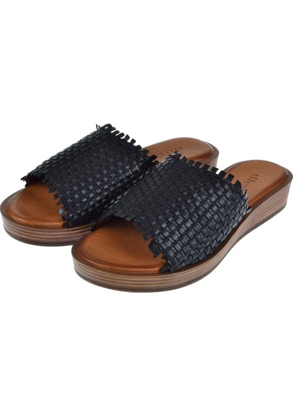 Hakiki Deri El Örgüsü Kadın Terlik 170-209 SİYAH fırsatları