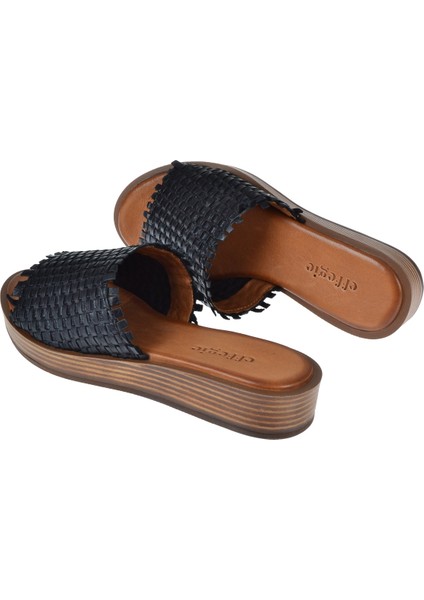 Hakiki Deri El Örgüsü Kadın Terlik 170-209 SİYAH indirimleri