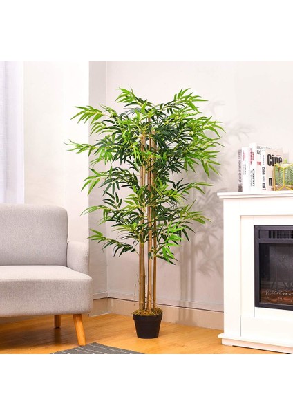 Yapay Bambu Ağacı Ekstra Doğal Görünüm Siyah Saksılı 6 Dallı 150CM