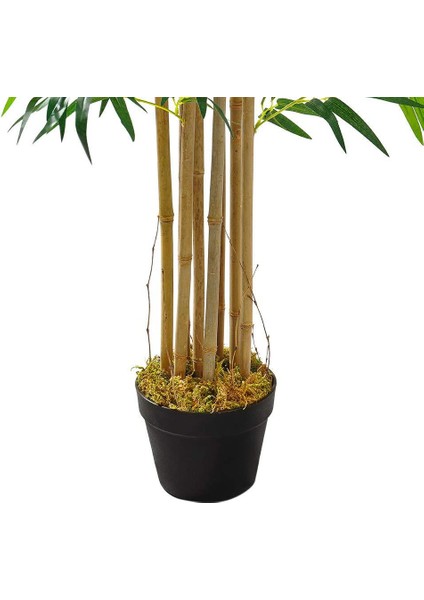 Yapay Bambu Ağacı Ekstra Doğal Görünüm Siyah Saksılı 6 Dallı 150CM