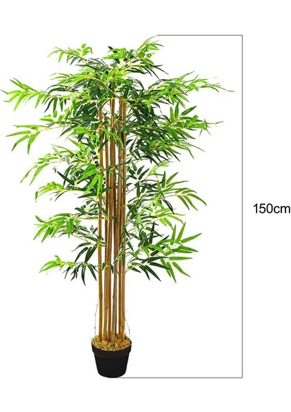 Yapay Bambu Ağacı Ekstra Doğal Görünüm Siyah Saksılı 6 Dallı 150CM