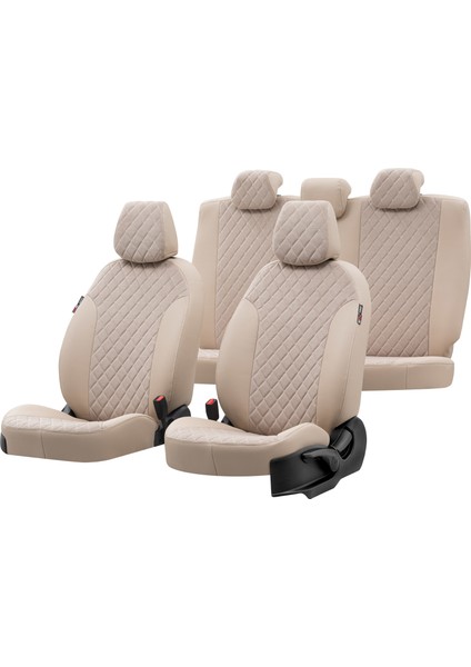Alfa Romeo 147 2001-2009 Özel Üretim Koltuk Kılıfı Madrid Design Tay Tüyü Bej