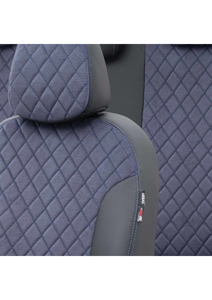Jeep Renegade 2014-Sonrası Özel Üretim Koltuk Kılıfı Madrid Design Tay Tüyü Mavi - Siyah