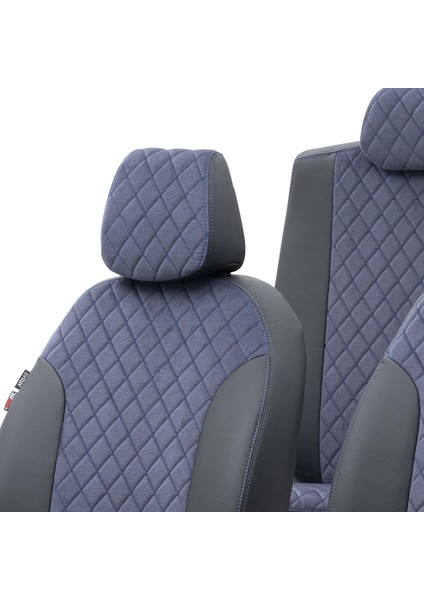 Jeep Renegade 2014-Sonrası Özel Üretim Koltuk Kılıfı Madrid Design Tay Tüyü Mavi - Siyah