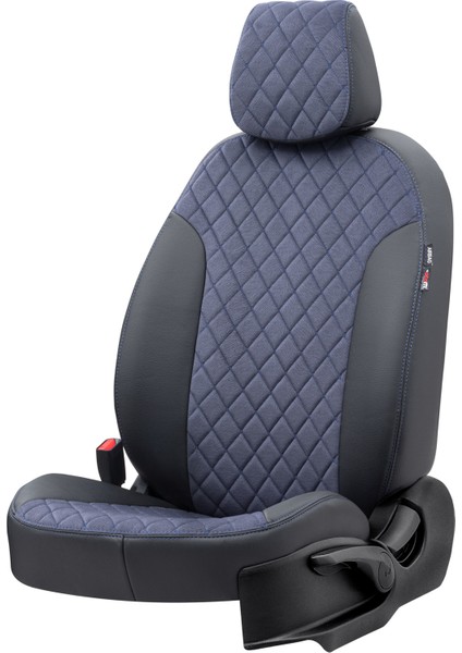 Opel Combo D 2012-2018 5 Kişi Özel Üretim Koltuk Kılıfı Madrid Design Tay Tüyü Mavi - Siyah