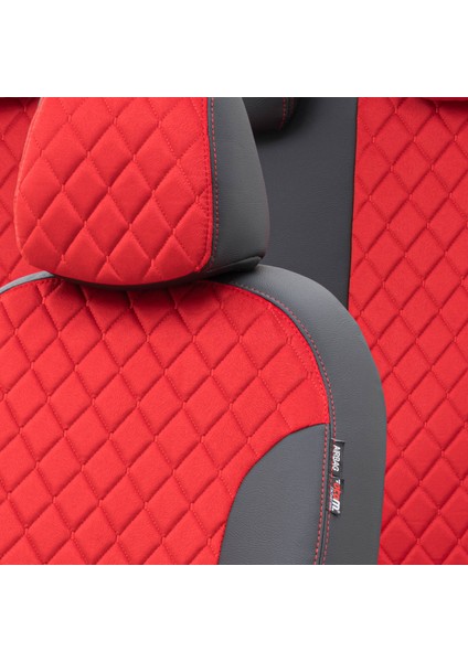 Ssangyong Tivoli 2015-Sonrası Özel Üretim Koltuk Kılıfı Madrid Design Tay Tüyü Kırmızı - Siyah