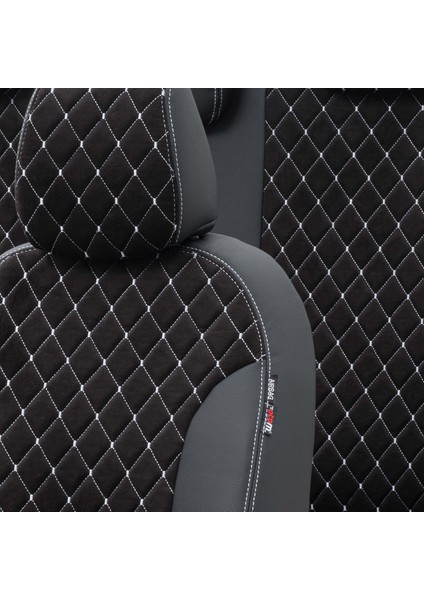 Store Volkswagen Transporter T-5 2004-2015 8+1 (9 Kişi) Özel Üretim Koltuk Kılıfı Madrid Design Tay Tüyü Siyah - Beyaz