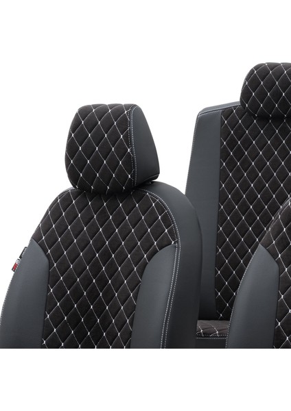 Store Volkswagen Transporter T-5 2004-2015 8+1 (9 Kişi) Özel Üretim Koltuk Kılıfı Madrid Design Tay Tüyü Siyah - Beyaz