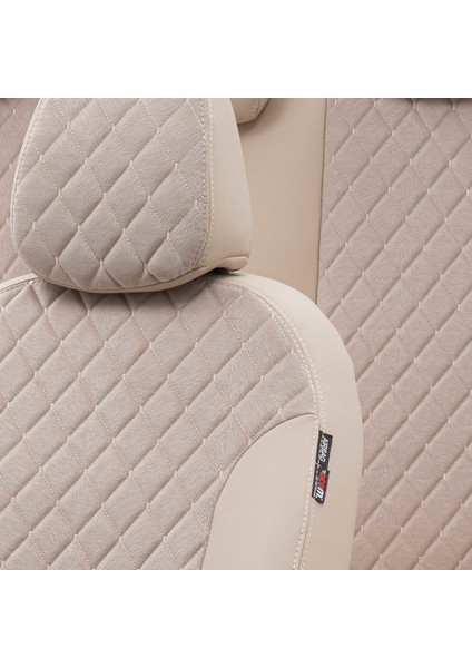 Mitsubishi Attrage 2015-Sonrası Özel Üretim Koltuk Kılıfı Madrid Design Tay Tüyü Bej modelleri