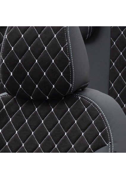 Renault Master 2011-Sonrası 5+1 (6 Kişi) Özel Üretim Koltuk Kılıfı Madrid Design Tay Tüyü Siyah - Beyaz indirimleri