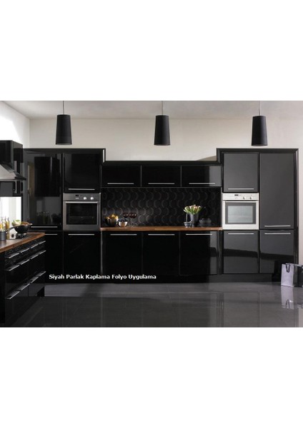 Parlak Siyah Kendinden Yapışkanlı Folyo 122CM x 2metre