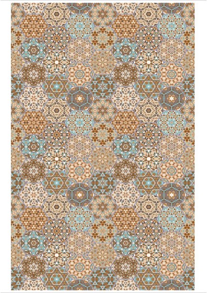 Rainbow 3 Kaymaztabanlı Yıkanabilir Halı Kilim Yolluk Dijital Baskı Renkli