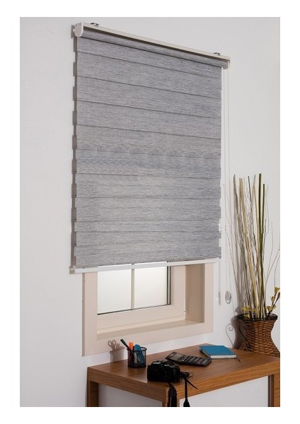 Asyhome Gri Bambu Zebra Perde