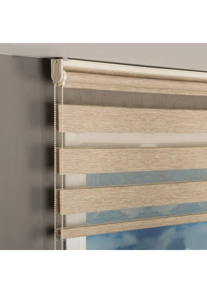 Asyhome Krem Bambu Zebra Perde